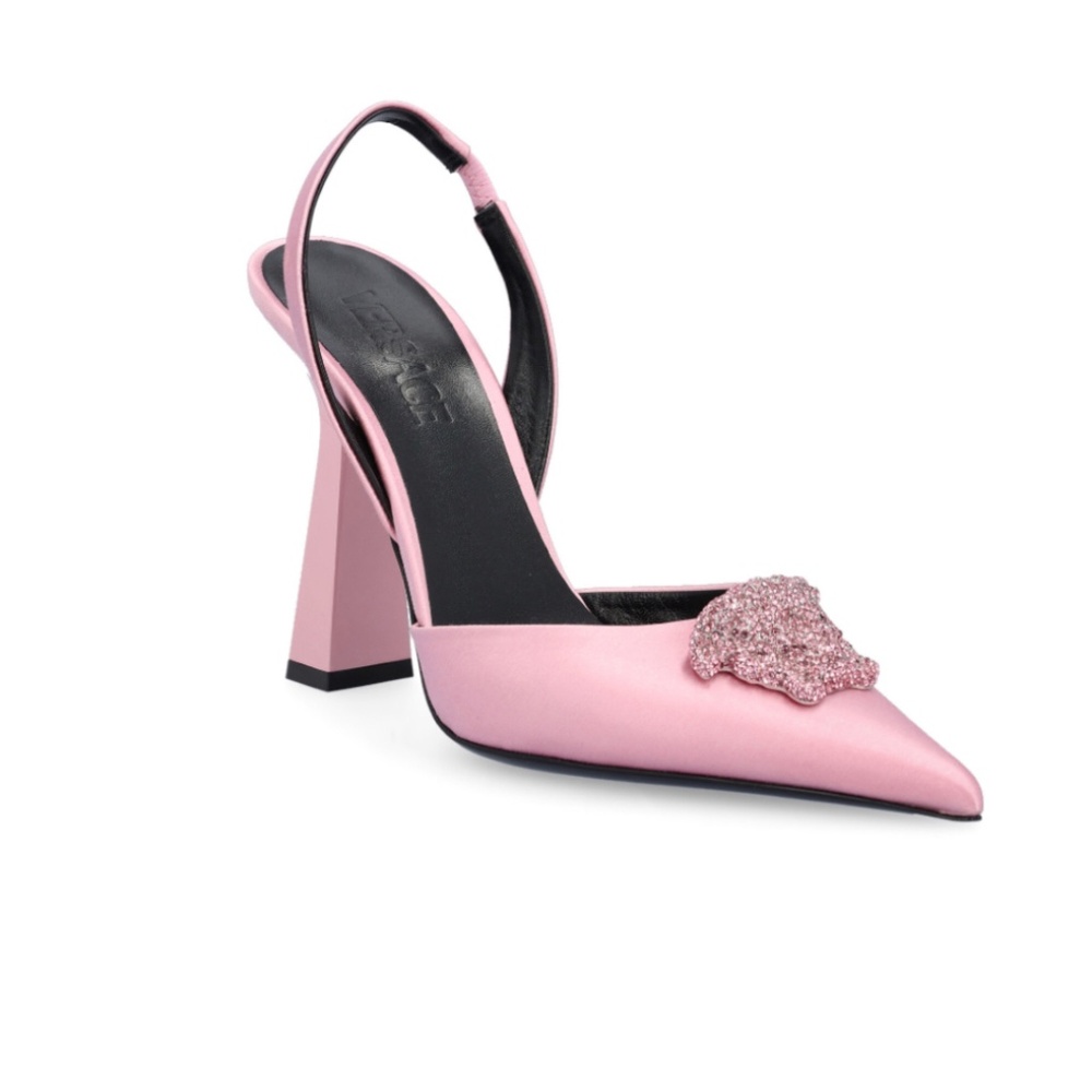 Versace Medusa Light Pink Slingback Heels Size 6.5